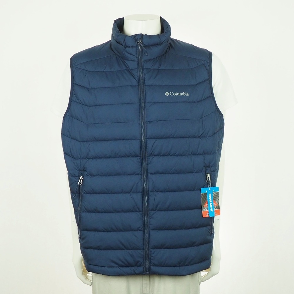 New Columbia White Out Fs Puffer Jacket Vest Mens XL Dark Blue Quilted Full-Zip